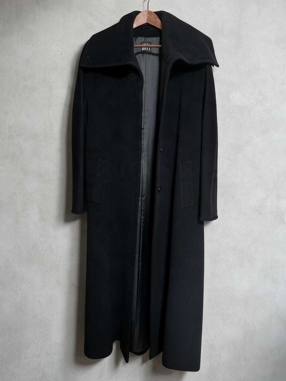 NWOT Cinzia Rocca Piacenza Wool Angora Cashgora Long Coat Black 14